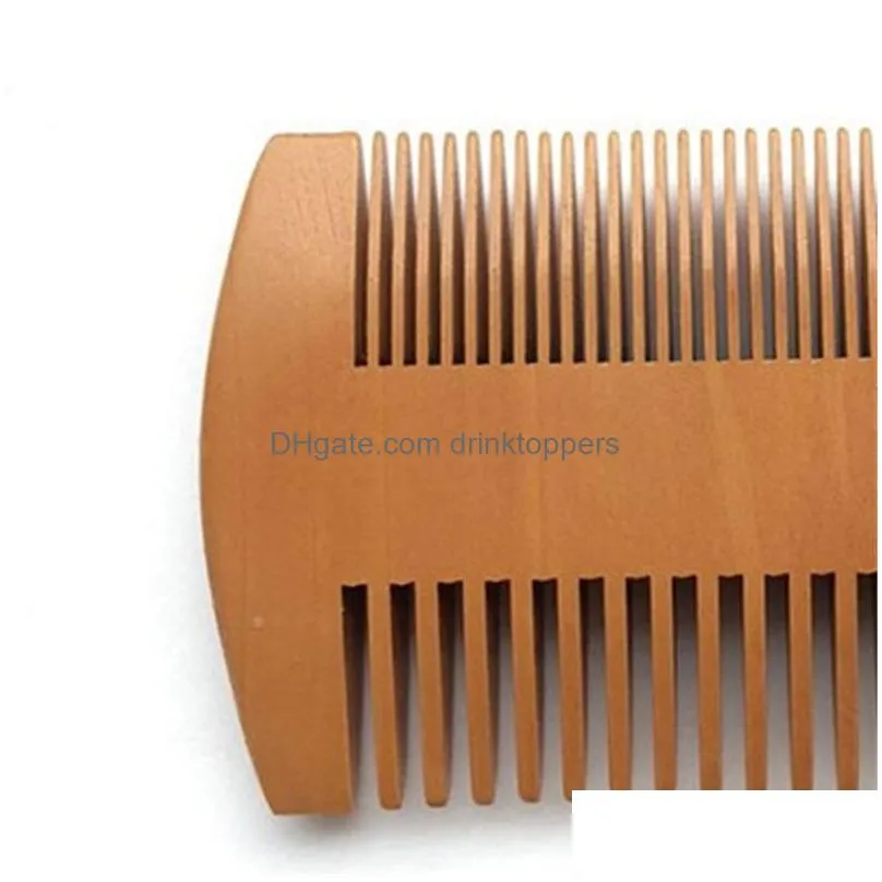 burlywood double sided hair comb household sundries super narrow thick wood beard combs hairdressing styling brush health care peach pocket