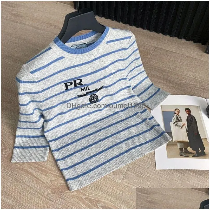 P home designer`s T-shirt casual loose everything T-shirt temperament casual letter printed top to show slim slim knitted vest