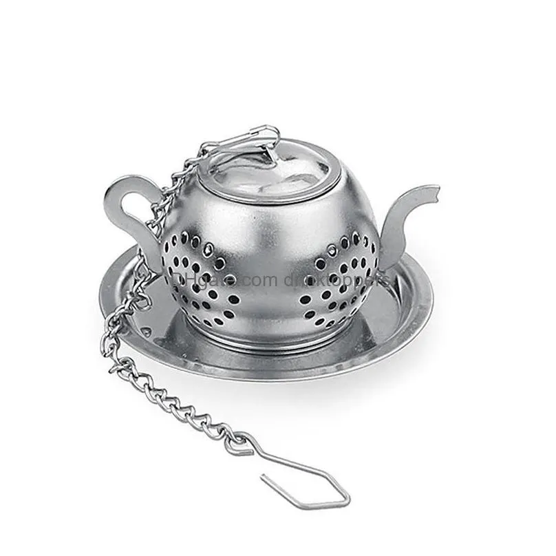 gold 304 stainless steel tea infuser teapot tray spice tea strainer herbal filter teaware accessories kitchen tools tea infuser