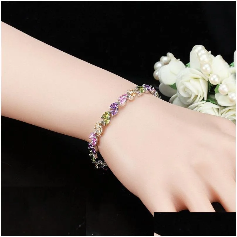 Fashionable bracelet designer jewelry Leaf Charm bracelet Silver White Blue AAA Cubic Zirconia Copper Top Quality Brass Bracelets Bangles For Women Party