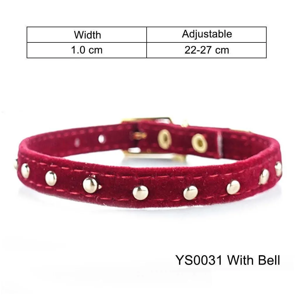 New Solid Cat Collar With Bell Safety Cat Collars Kitten Adjustable Puppy Dog Collar For Small Dogs Cats Pet Collars Supplies YS0031