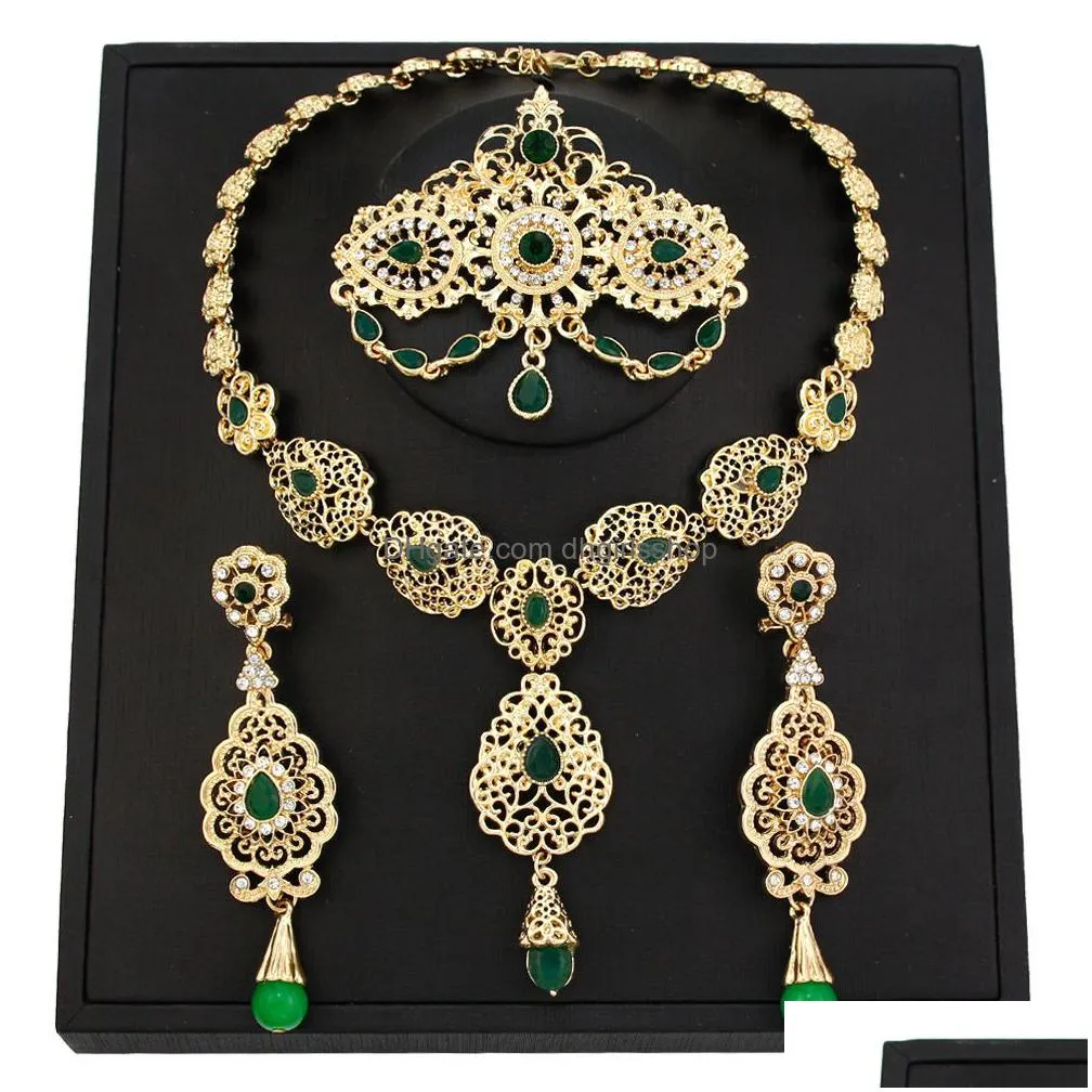 wedding jewelry sets sunspicems gold color moroccan bride jewelry sets for women caftan brooch earring necklace set algeria flower pendant necklace