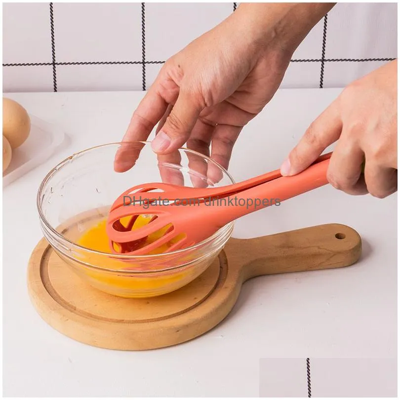 2 in 1 multifunctional nylon egg beater bread tong hand mixer egg whisk frother stirring egg beater kitchen tool