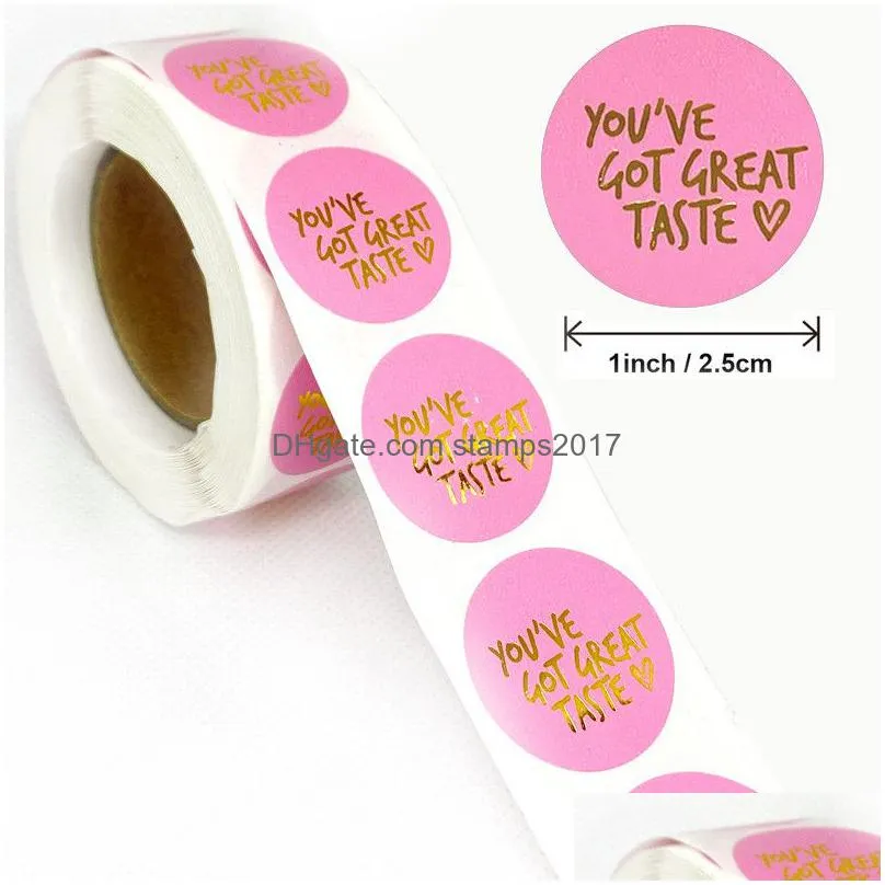 wholesale 500pcs/roll youve got taste stickers 1inch paper thank you stickers seal labels gold business packing label stationery