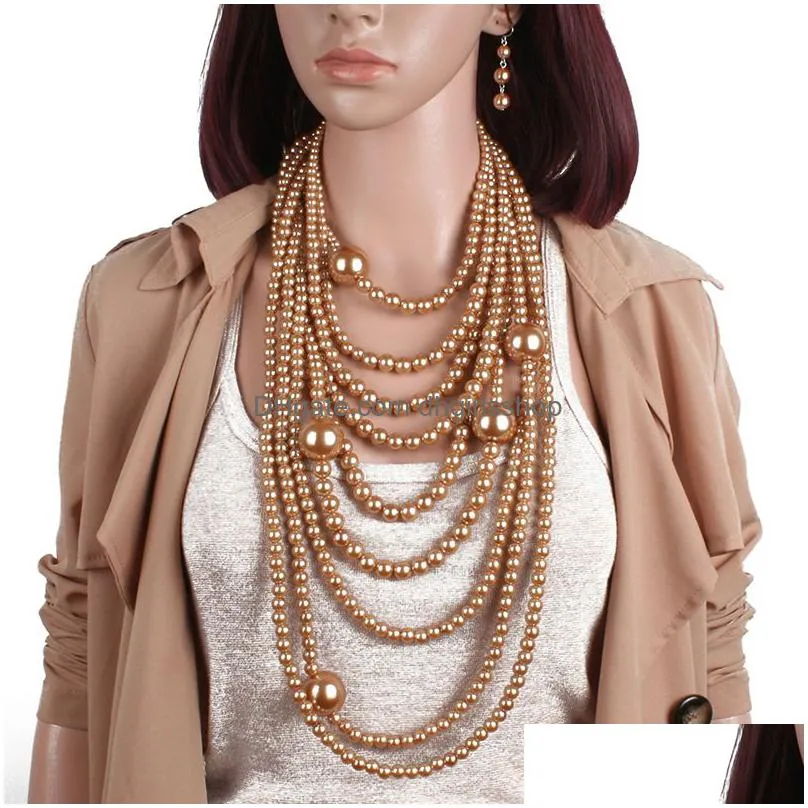 wedding jewelry sets multi layer pearl chain necklace for women bib beads collar nigerian indian accessories amazing african 220916