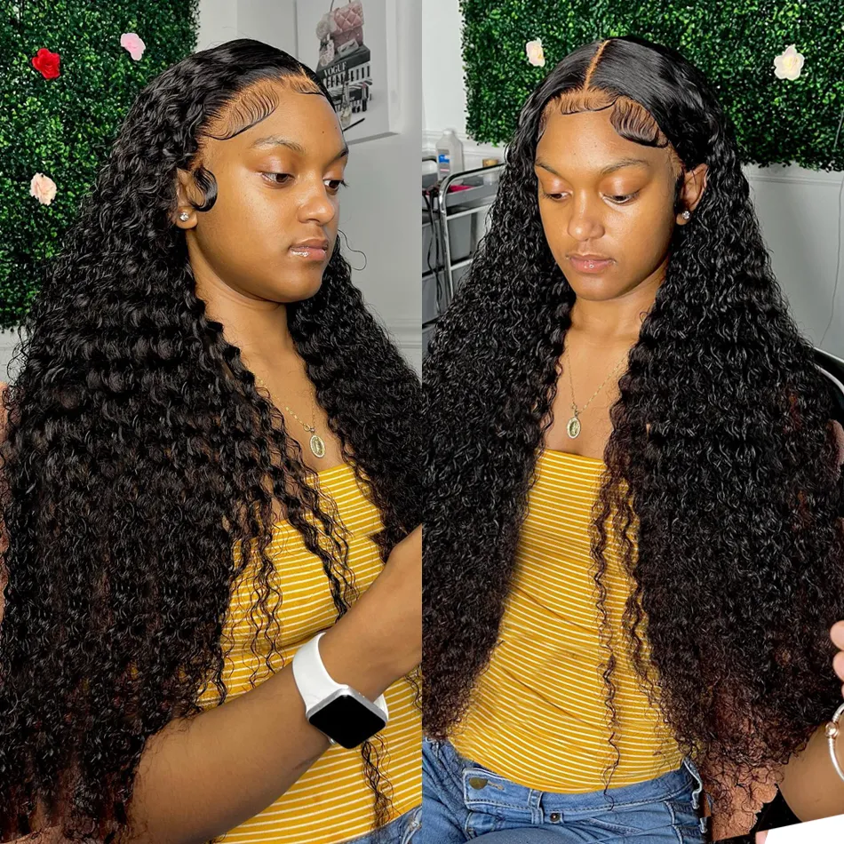 HD Transparent Deep Wave Frontal Wig 13x4/13x6 Curly Lace Front Human Hair Wigs for Women Wet and Wavy 4x4 Water Closure Wig