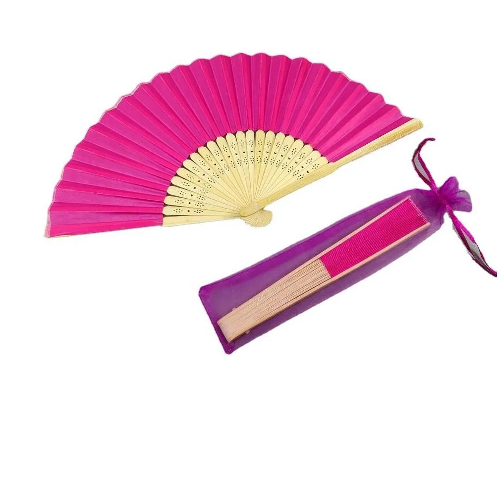 40 pcs/lot Personalized Print Engrave Wedding Favor Silk Fan Customized Name Cloth Hand Fan Gift