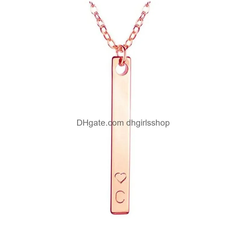 new initial letter bar pendant lariat necklaces for women men 26 english alphabet heart y shape chains choker fashion jewelry gift