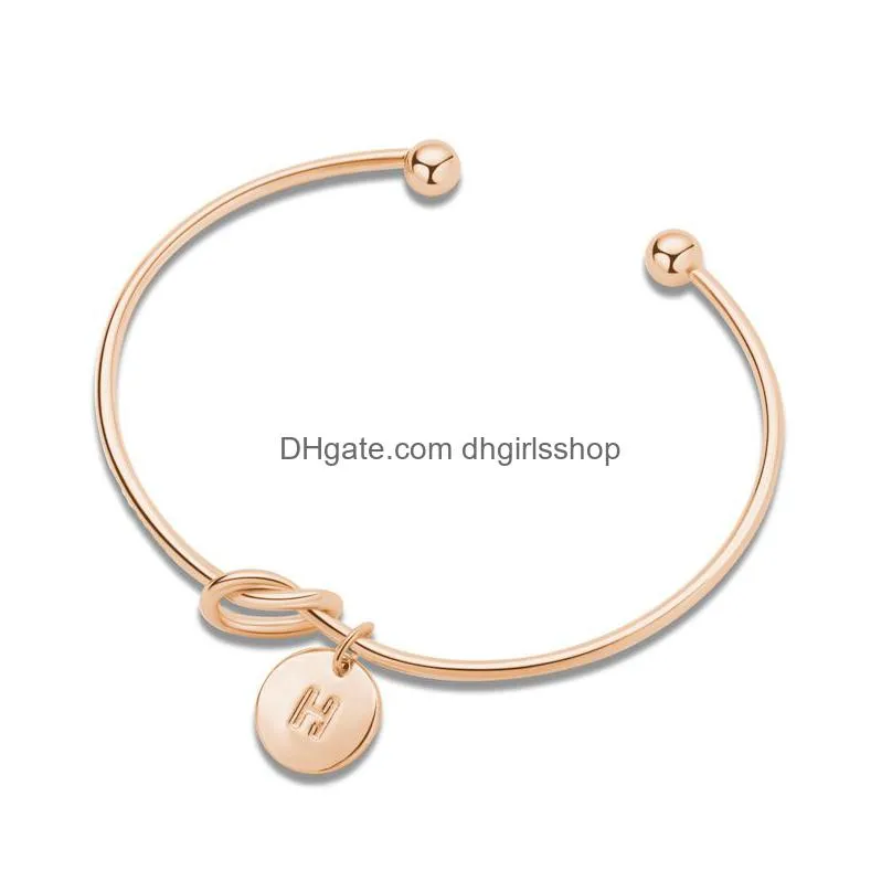 fashion 26 letter alphabet bracelets simple tie knot twist cuff open bangle for women minimalist luxury jewelry accessories