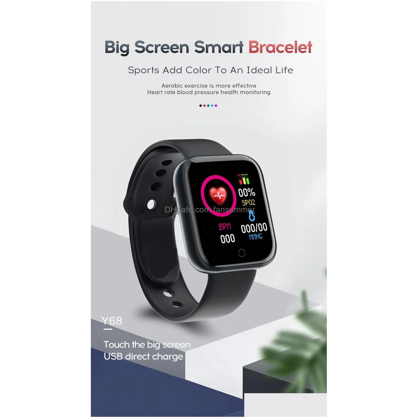 d20 pro smart watch women men y68 waterproof smartwatch for ios android blood pressure sports tracker wristband