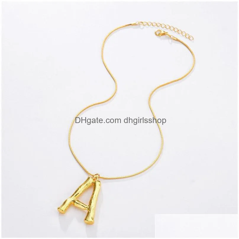 new personalized initial letter necklace women 26 alphabet pendant gold snake chain for ladies s fashion jewelry gift