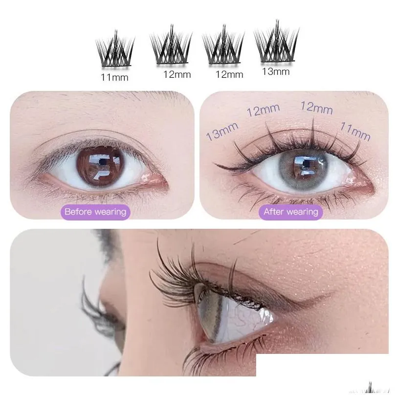 Individual Cluster EyeLashes Extension Diy Reusable Lightweight Grafting False Eyelashes Multilayer Thick Crisscross Eye Lash