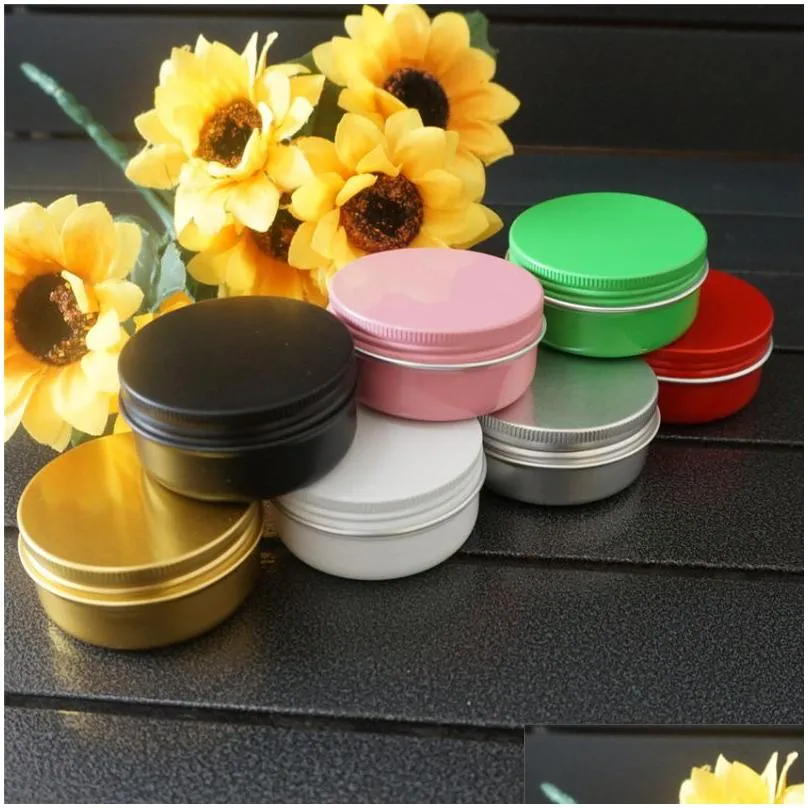 wholesale 50ml 50g Black Refillable Round Aluminum Box Metal Tin Cans Cosmetic Cream DIY Jar Tea Aluminum Pot Empty Containers