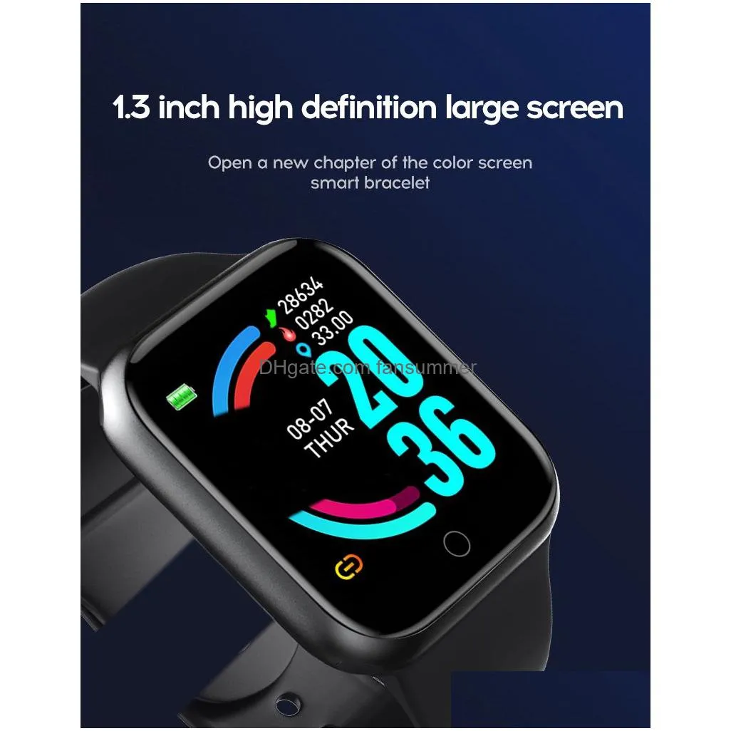 y68 smart watches d20 smartbracelet wristbands information reminder heart rate monitoring blood pressure sports bluetooth smartwatch