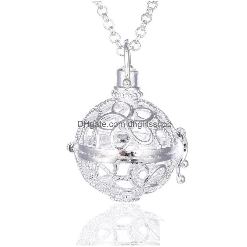 new diffuser essential oil cage pendant necklaces with cotton ball black lava rock stone hollow lockets chains for women fashion