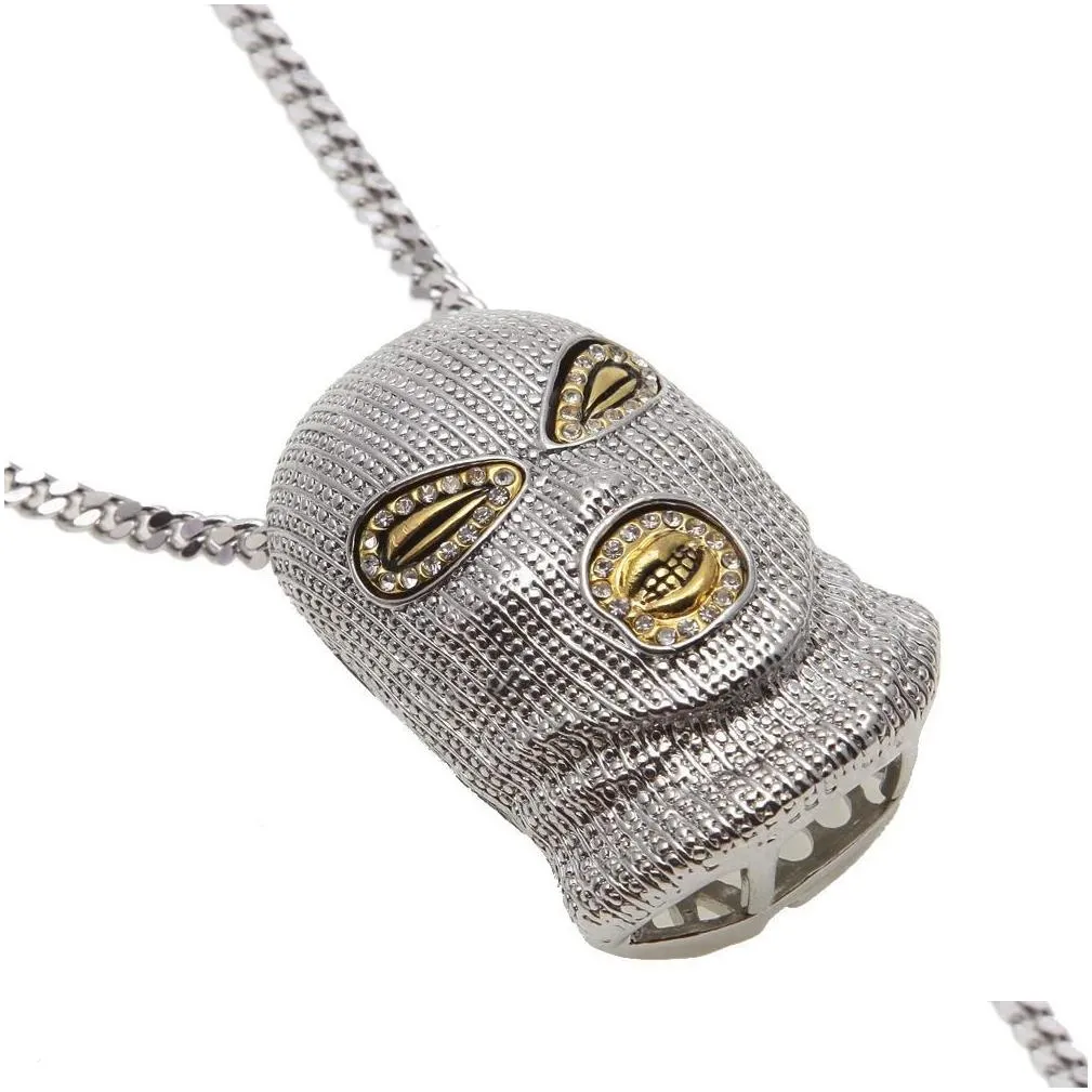 hip hop csgo pendant necklace mens punk style 18k alloy gold silver plated mask head charm pendant high quality cuban chain