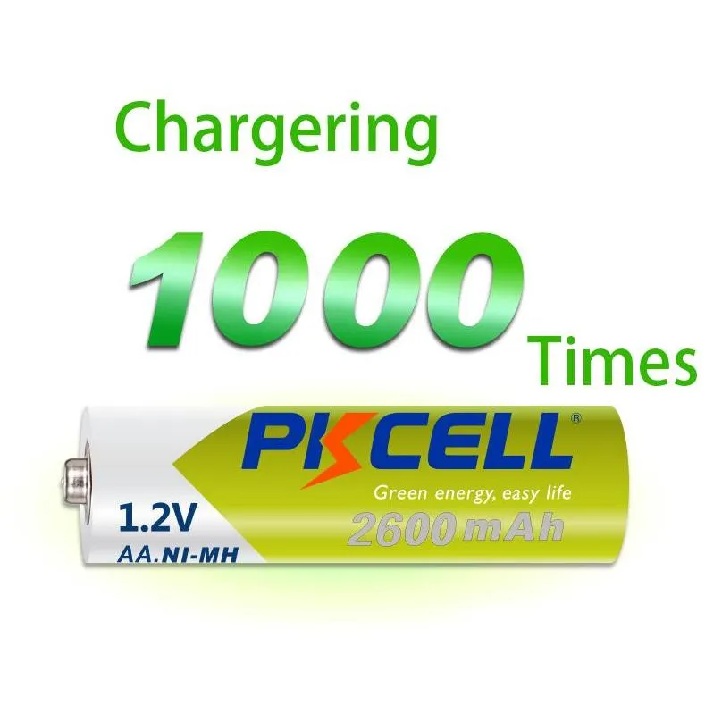 original pkcell 14550 14500 battery 1.2v nimh rechargeable 2600mah batteries recycle chargering 1000 times