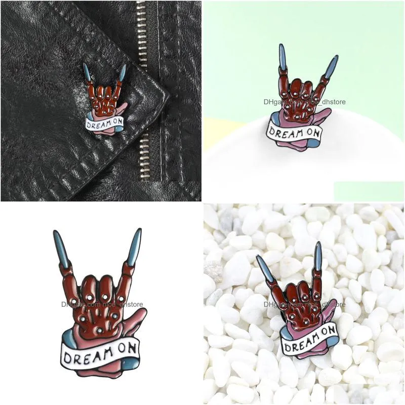 dream onbrooch terror movie freddy krueger zombie hand nightmare on elm street enamel pins dark evil hand pin badge gothic