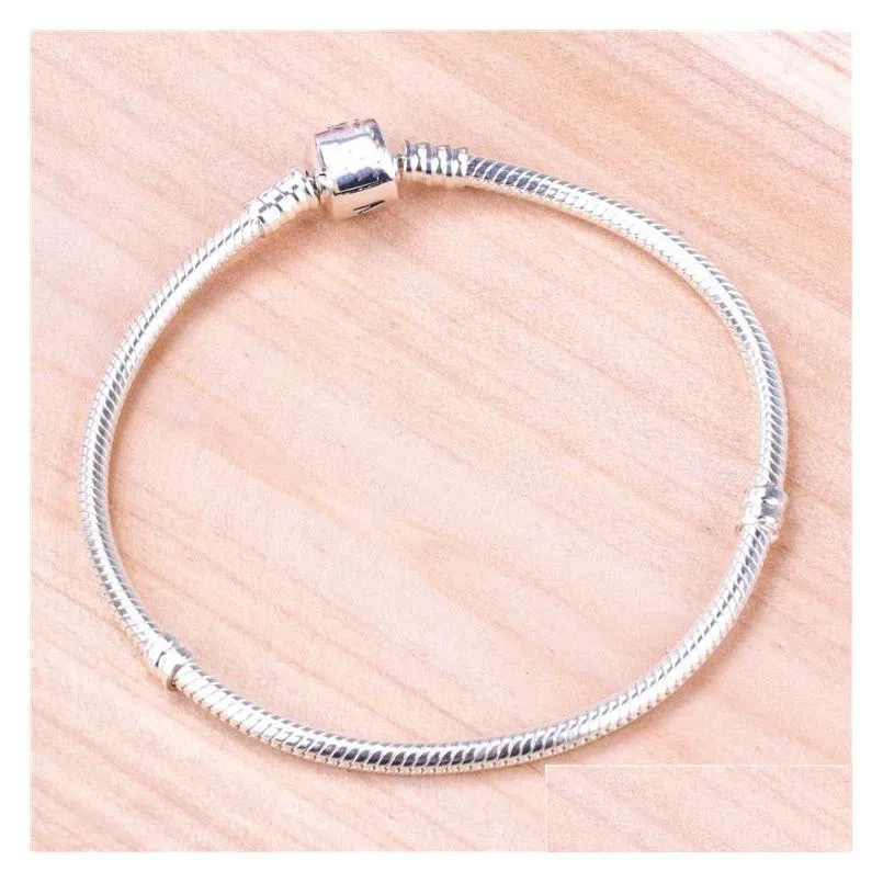 wholesale 925 sterling silver bracelets 3mm snake chain fit  charm bead bangle bracelet diy jewelry gift for men women