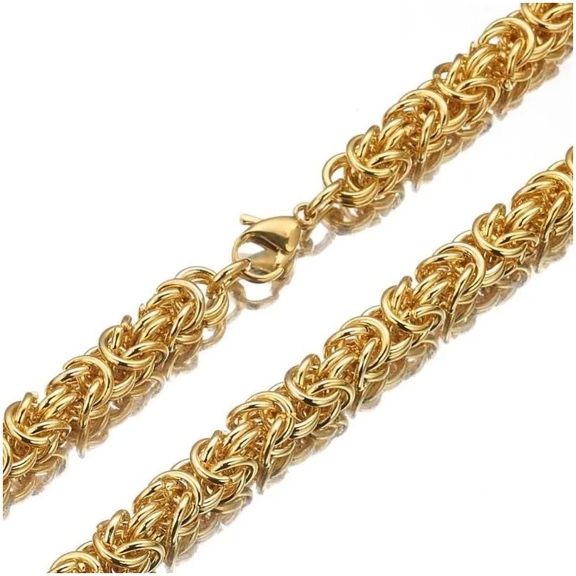 chains custom size 7-40 6mm 8mm 10mm fashion stainless steel gold silver color byzantine mens chain necklace or bracelet1