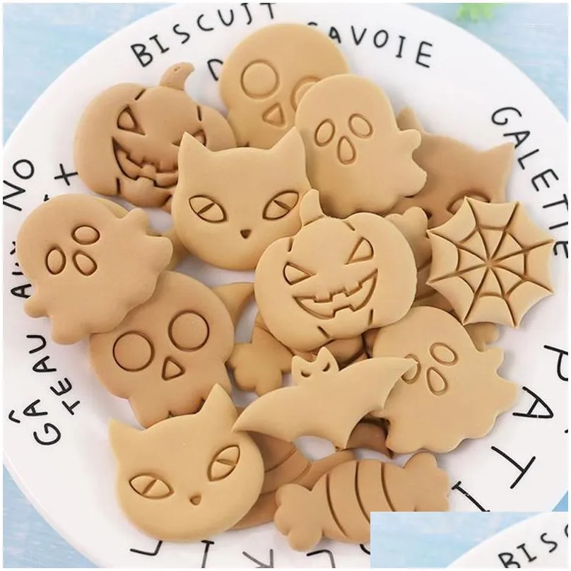 baking moulds 8pcs halloween cookie cutters set pumpkin pressable stamp biscuit mold decoration