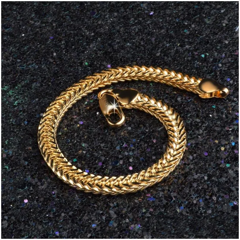 luxury 6mm 18k gold plated snake rope chains necklace bangle bracelets for women men fashion jewelry set accessories gift hip hop