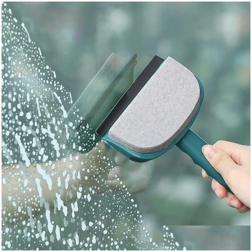  car glass wiper two-in-one window glass scraper brush double-sided household bathroom tile cleaning brush household gadget