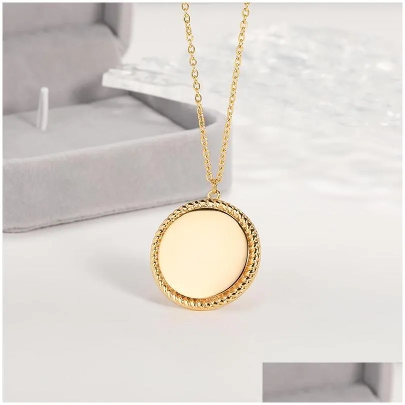 chains minimalism gold color disc coin necklaces pendants for women fashion jewelry stainless steel geometry round necklace collier