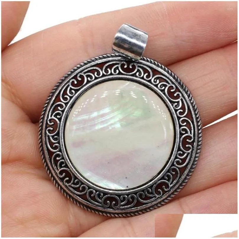 charms natural stone pendant vintage metal alloy round shape exquisite charm for jewelry making diy bracelet necklace accessories