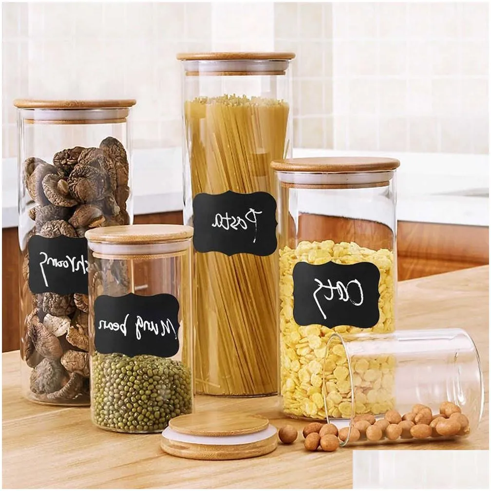  8/20pcs erasable blackboard stickers waterproof kitchen spice bottle pantry food storage tags home jars bottles label stickers