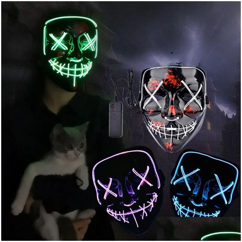 halloween led mask halloween party masque masquerade masks dj party light up masks glow in dark neon mask299y