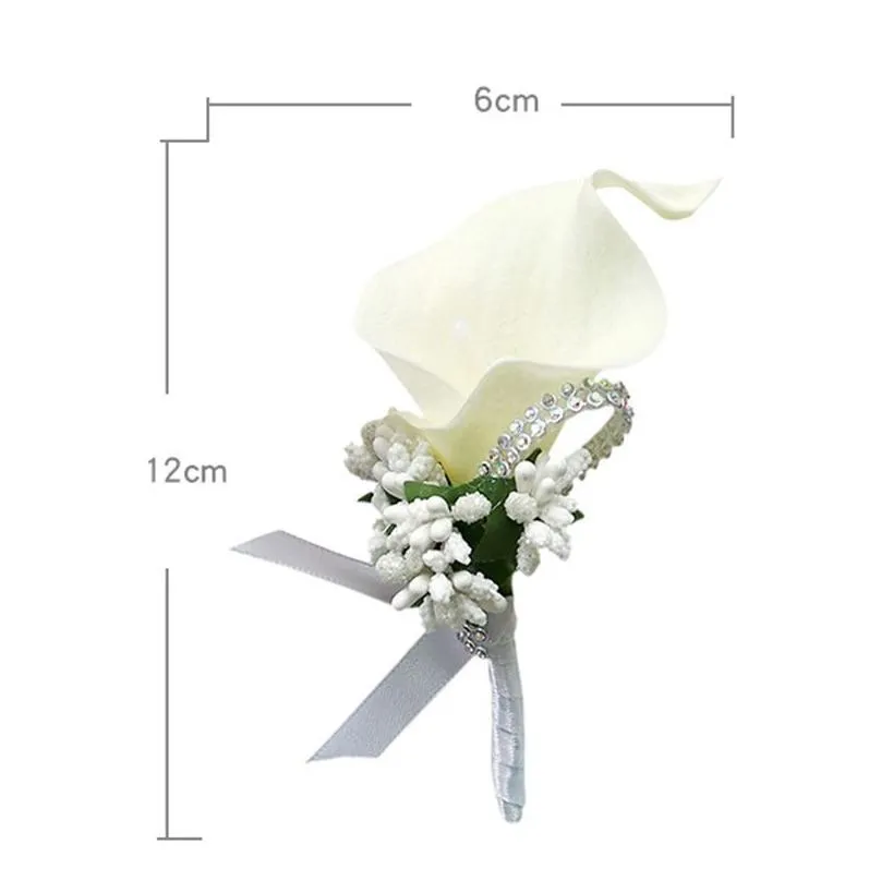 Wedding Flowers Wedding Groom Groomsman Boutonniere Artificial Flower Corsage Man Suit Brooch Clip-on for Bridal Party Decoration