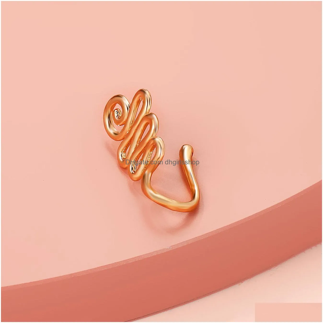 16 styles small copper fake nose rings for women non piercing gold plated clip on nose cuff stud girls fashion party jewelry