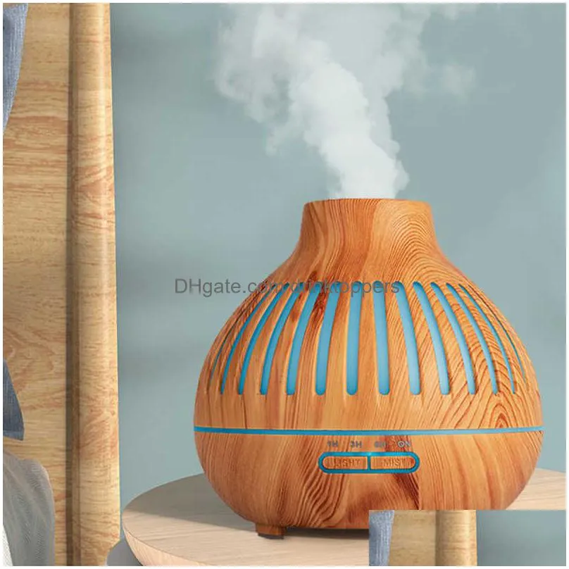 saengq aroma diffuser electric air humidifier ultrasonic 400ml  oil remote control led cool mist maker fogger 210724