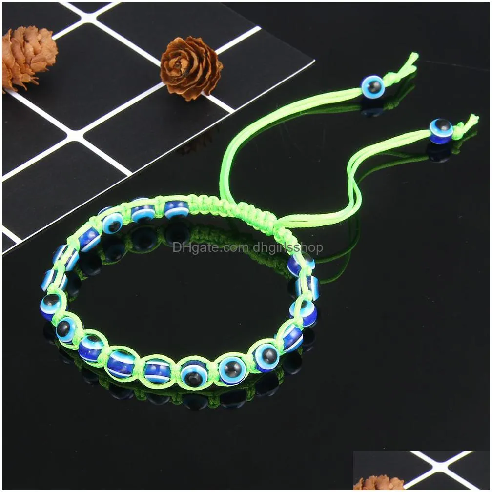 handmade turkey blue evil eye charm bracelets for women braided string rope fatima beads chain bangle fashion jewelry gift