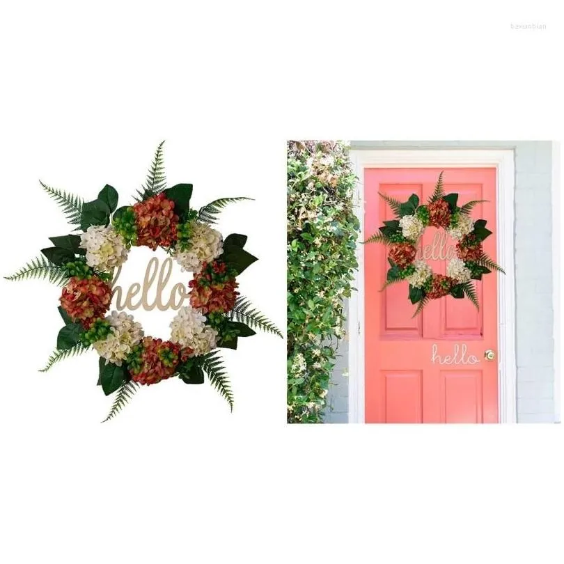 decorative flowers handmade wreath with exquisite hydrangeas and pomegranates