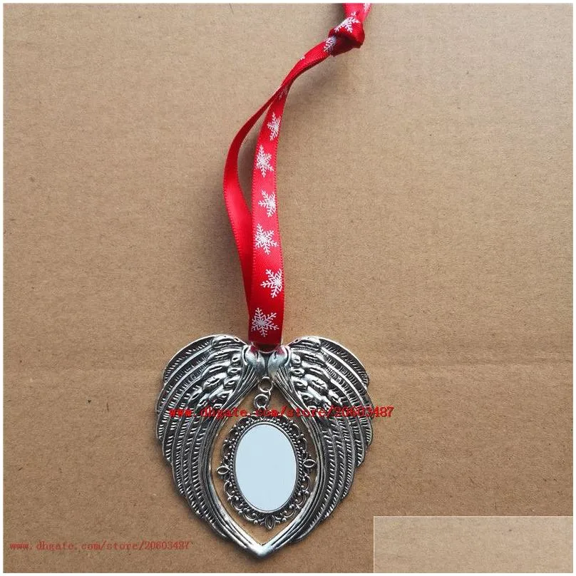 sublimation christmas ornament decorations angel wings shape blank hot transfer printing consumables supplies new style wholesales