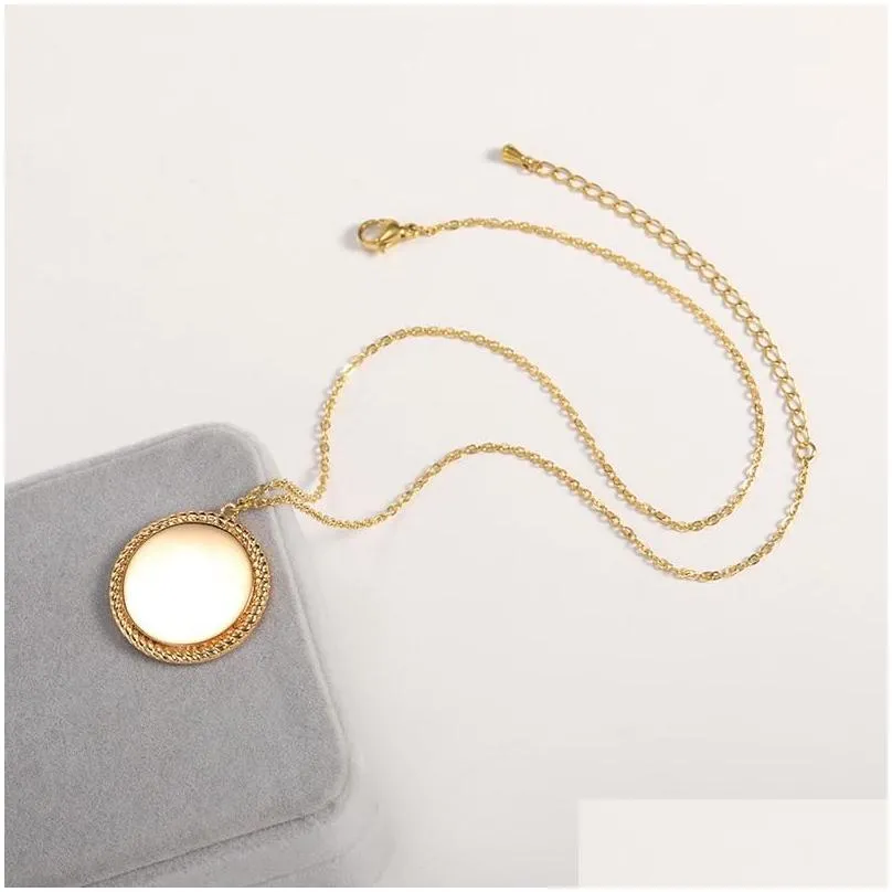 chains minimalism gold color disc coin necklaces pendants for women fashion jewelry stainless steel geometry round necklace collier