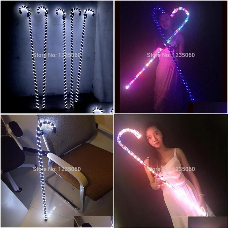 Christmas Decorations Ruoru Belly Dance LED Crutches White Color Walking Stick Accessories Stage Performance Props Party Shining