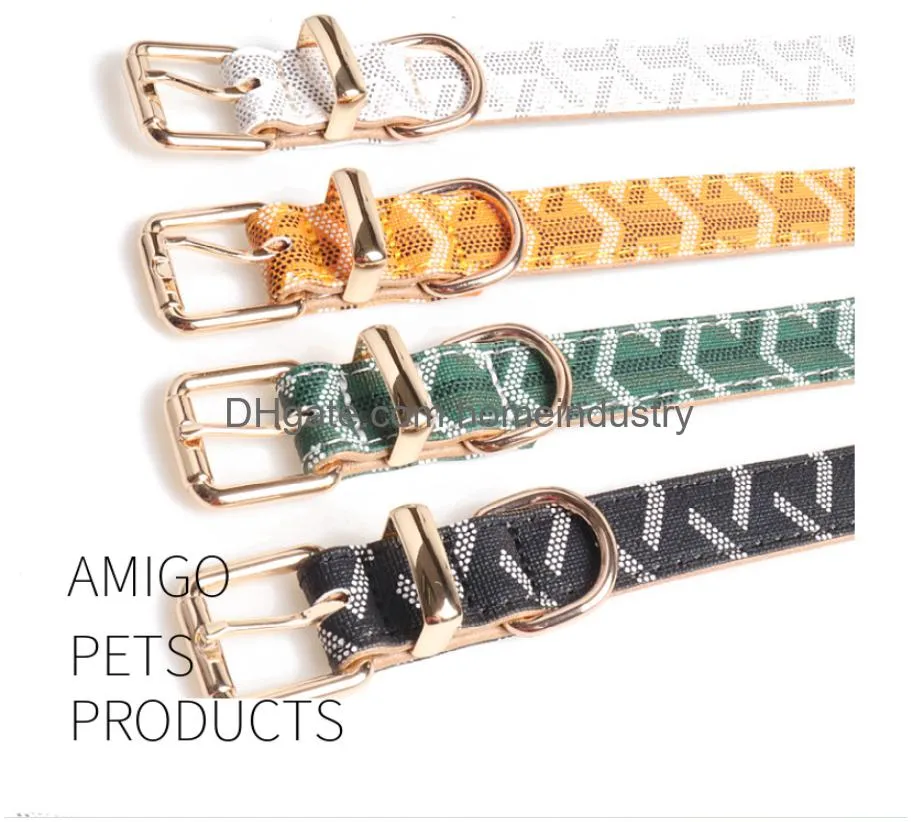 two layers of leather dog collars leashes set classic printed designer pet collar leash soft durable cat collar for small medium and large dogs xl