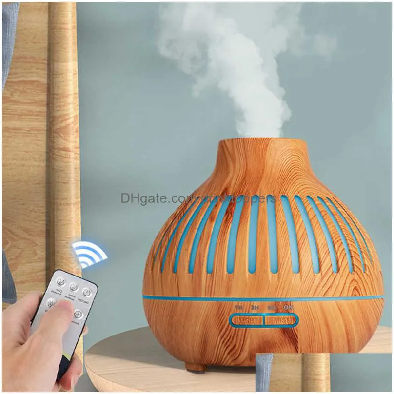 saengq aroma diffuser electric air humidifier ultrasonic 400ml  oil remote control led cool mist maker fogger 210724