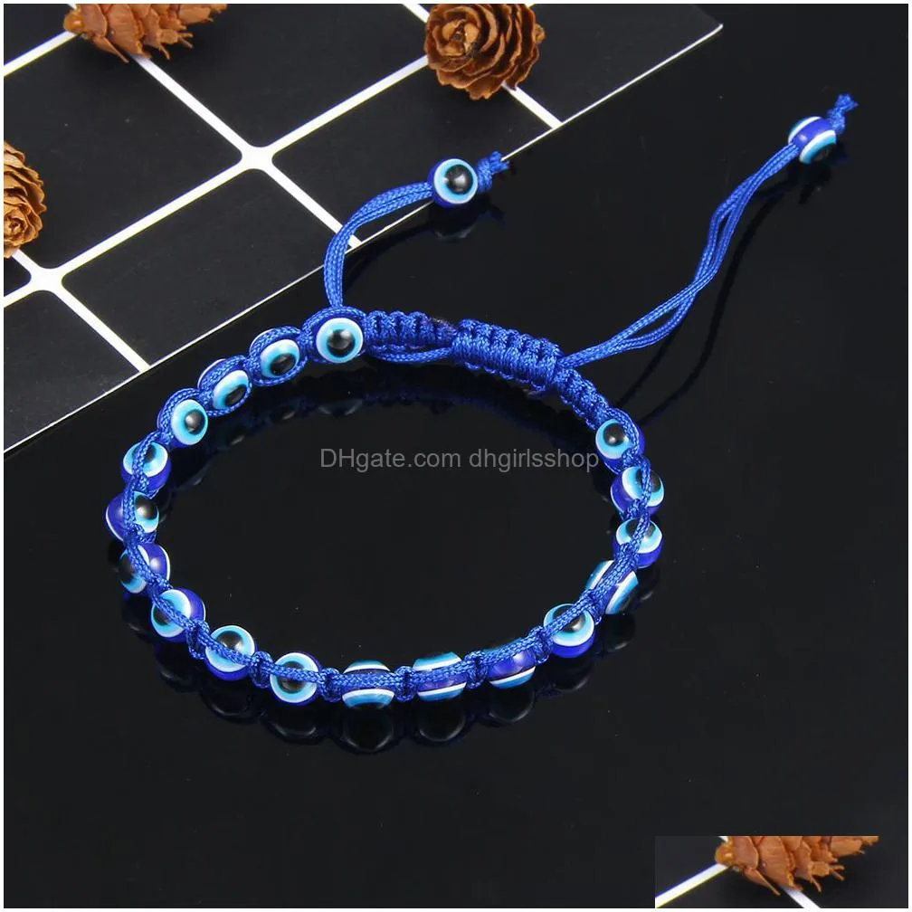 handmade turkey blue evil eye charm bracelets for women braided string rope fatima beads chain bangle fashion jewelry gift