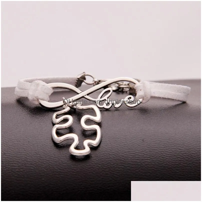 autism awareness puzzle piece charm bracelets infinity love wish velvet rope wrap bangle for women men fashion friendship jewelry