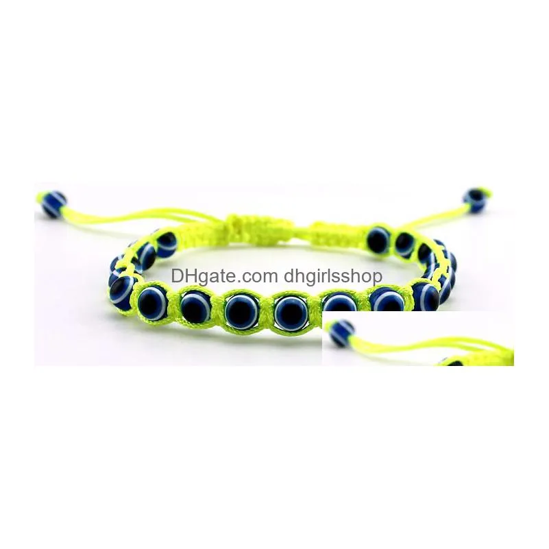 handmade turkey blue evil eye charm bracelets for women braided string rope fatima beads chain bangle fashion jewelry gift