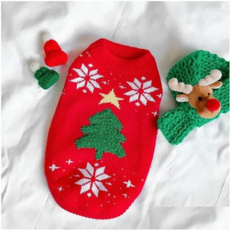 dog apparel pet christmas costumes autumn winter medium small clothes knitted wool sweater cartoon pattern kitten puppy thermal