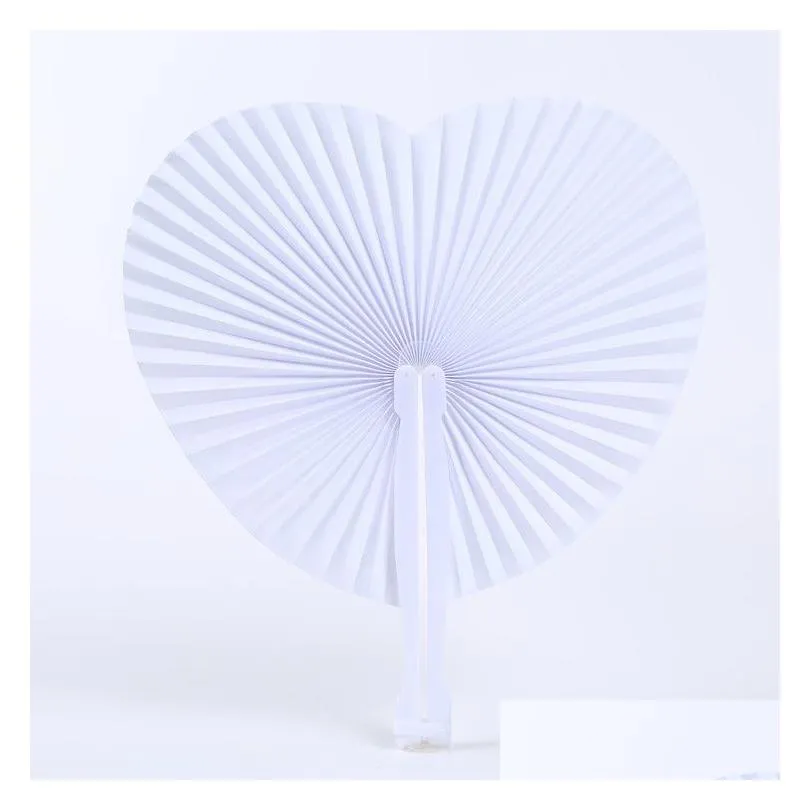 New European wedding supplies white love blank paper fan wholesale