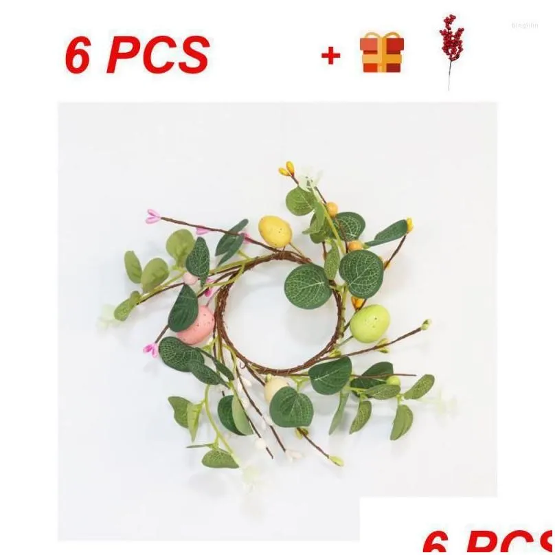 decorative flowers 6pcs happy eater home decorations kid painting craft colorful decor easter egg wreath door wall hanging pendants