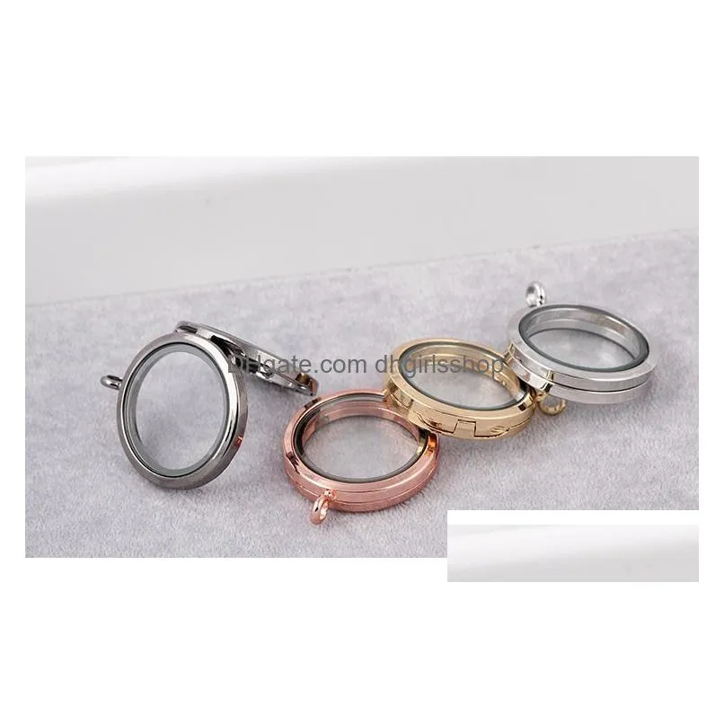 4 colors opening living magnetic locket pendant 30mm circle glass floating lockets charms for fashion jewelry bracelets necklaces