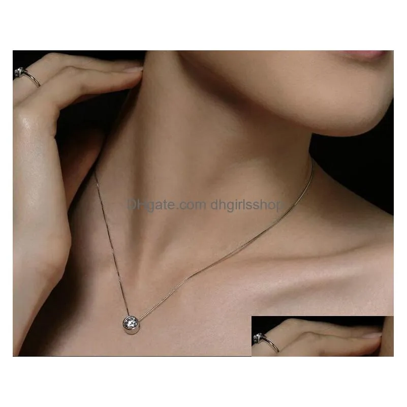 new cubic zirconia stone pendant necklace women multi color necklace circular pendant necklace for ladies fashion jewelry