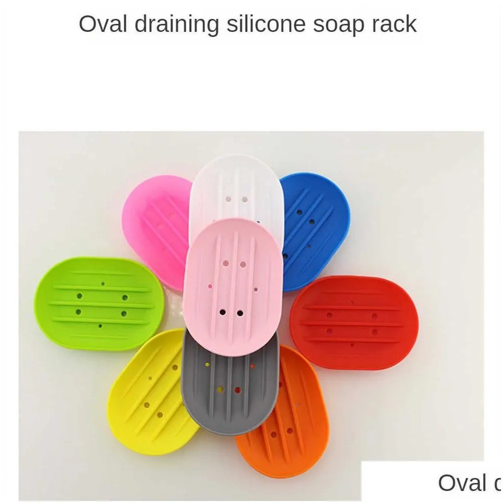  silicone bathroom soap dish creativity storage soap dry drain rack travel holder dish fashion soap container candy color 